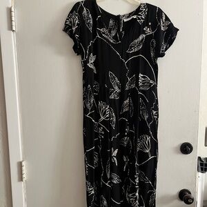 Masai Nasira Black & White Floral Flowy Jumpsuit